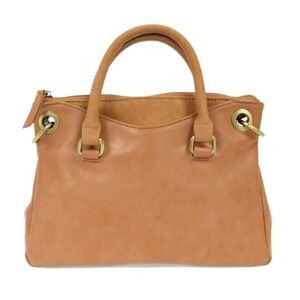 Joy Susan Brown Vegan Leather Satchel Crossbody Handbag